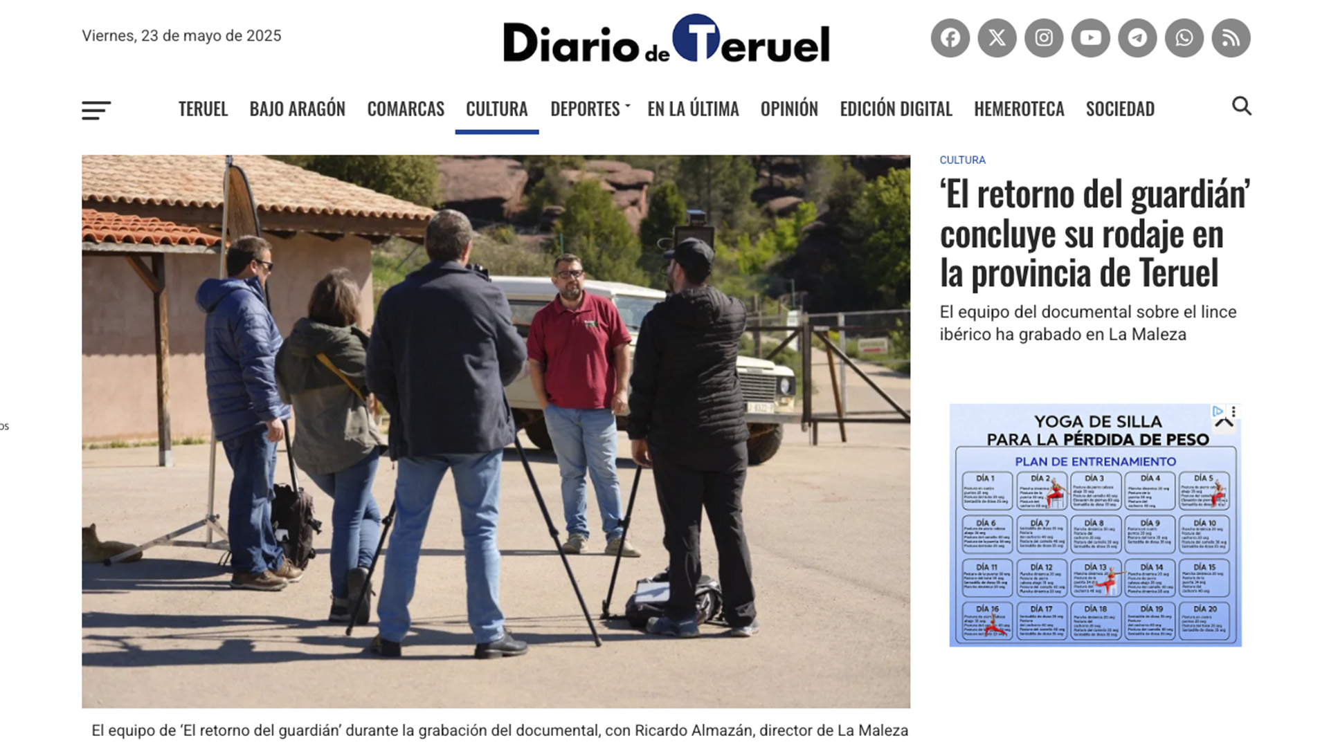 Noticia del Diario de Teruel – La Maleza con El Retorno del Guardian