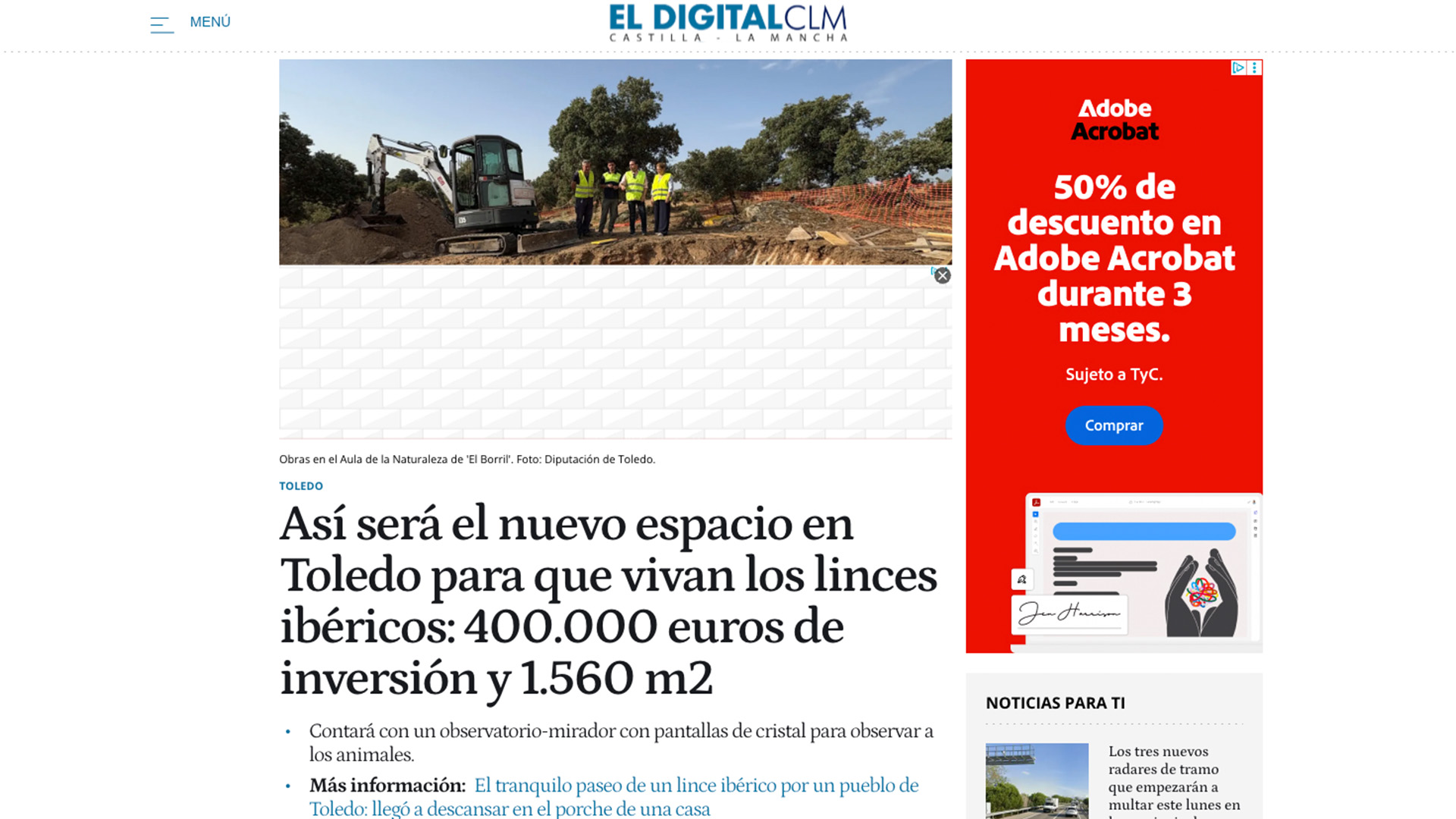 Nuevo espacio de 1.560 m2 en Toledo para que vivan los linces ibéricos