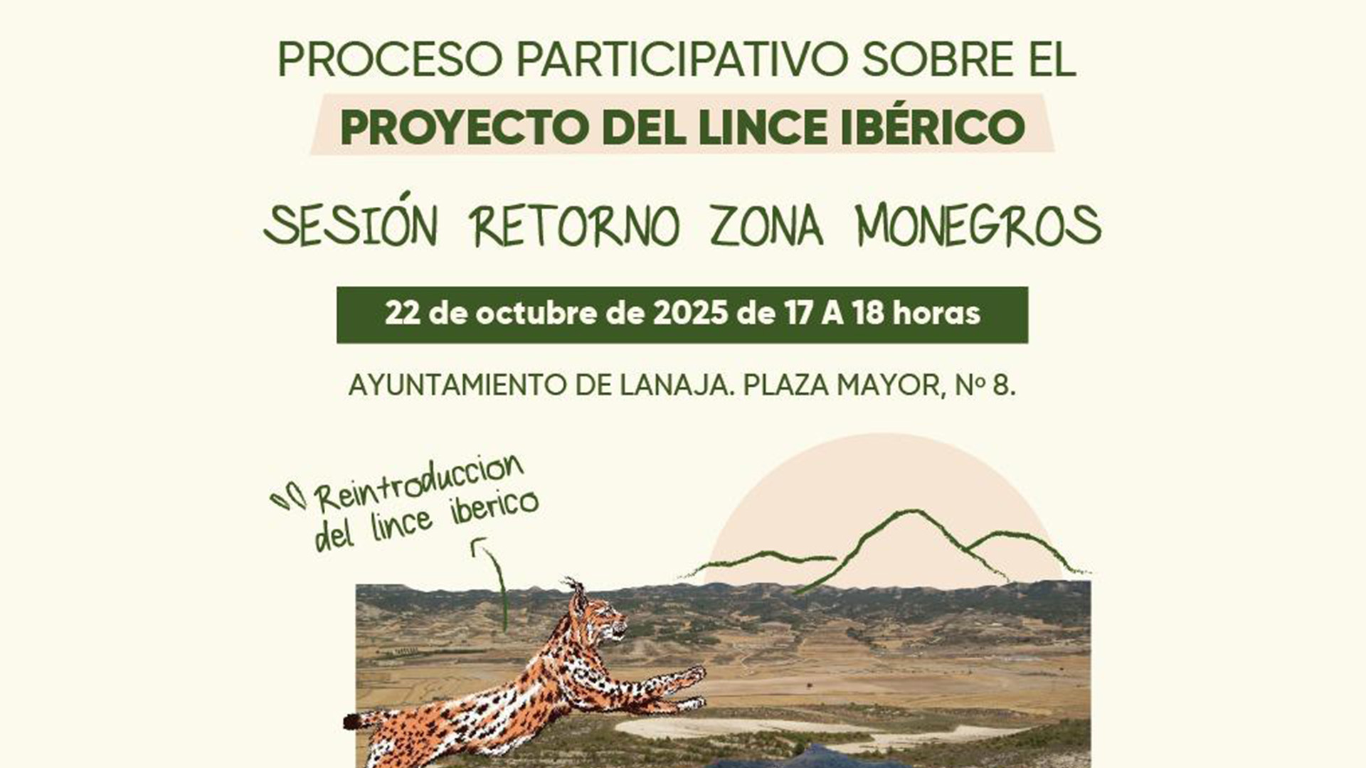 Reunion en Lanaja con noticia de la no reintroducción del lince ibérico Monegros